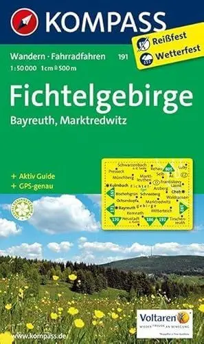 Produktbild: KOMPASS Wanderkarte Fichtelgebirge - Bayreuth - Marktredwitz: Wanderkarte mit Aktiv Guide und Radrouten. GPS-genau. 1:50000 (KOMPASS-Wanderkarten, Band 191)