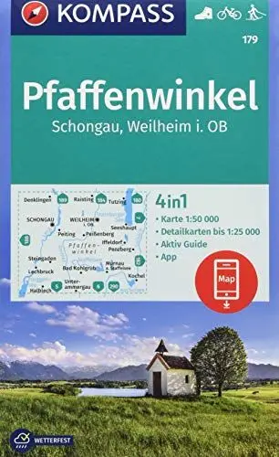 Produktbild: KOMPASS Wanderkarte Pfaffenwinkel, Schongau, Weilheim i. OB: 4in1 Wanderkarte 1:50000 mit Aktiv Guide und Detailkarten inklusive Karte zur offline ... Langlaufen. (KOMPASS-Wanderkarten, Band 179)