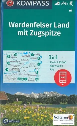 Produktbild: KOMPASS Wanderkarte Werdenfelser Land mit Zugspitze: 3in1 Wanderkarte 1:25000 mit Aktiv Guide inklusive Karte zur offline Verwendung in der ... Langlaufen. (KOMPASS-Wanderkarten, Band 7)