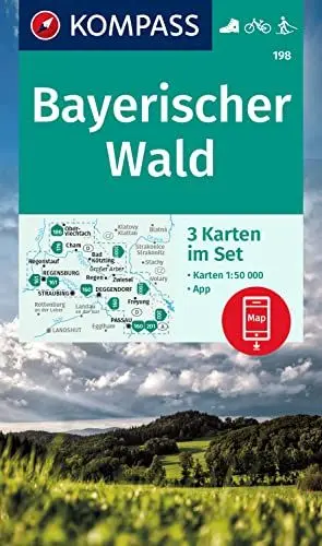 Produktbild: KOMPASS Wanderkarten-Set 198 Bayerischer Wald (3 Karten) 1:50.000: inklusive Karte zur offline Verwendung in der KOMPASS-App. Fahrradfahren. Skitouren.