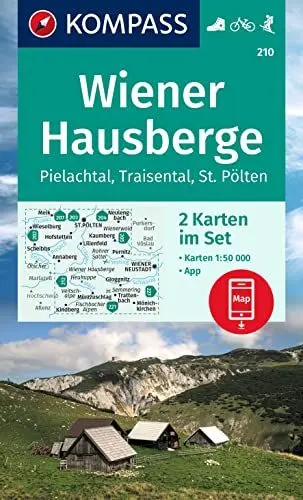 Produktbild: KOMPASS Wanderkarten-Set 210 Wiener Hausberge, Pielachtal, Traisental (2 Karten) 1:50.000: inklusive Karte zur offline Verwendung in der KOMPASS-App. Fahrradfahren.