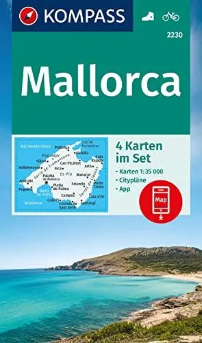 Produktbild: KOMPASS Wanderkarten-Set 2230 Mallorca (4 Karten) 1:35.000: inklusive Karte zur offline Verwendung in der KOMPASS-App. Fahrradfahren.