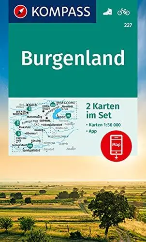 Produktbild: KOMPASS Wanderkarten-Set 227 Burgenland (2 Karten) 1:50.000: inklusive Karte zur offline Verwendung in der KOMPASS-App. Fahrradfahren.