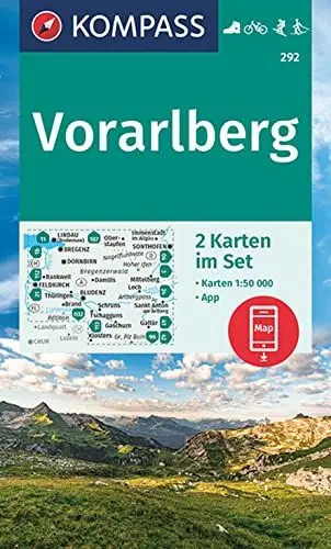 Produktbild: KOMPASS Wanderkarten-Set 292 Vorarlberg (2 Karten) 1:50.000: inklusive Karte zur offline Verwendung in der KOMPASS-App. Fahrradfahren. Skitouren. Langlaufen.