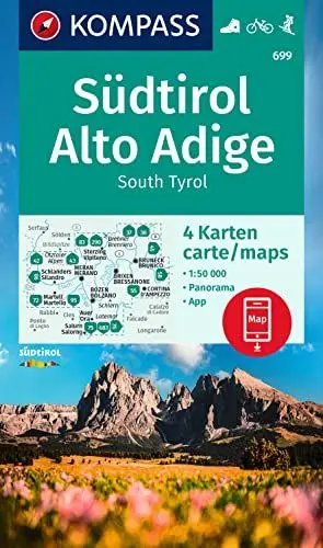 Produktbild: KOMPASS Wanderkarten-Set 699 Südtirol, Alto Adige, South Tyrol (4 Karten) 1:50.000: mit 1 Panorama, inklusive Karte zur offline Verwendung in der KOMPASS-App. Fahrradfahren. Skitouren.