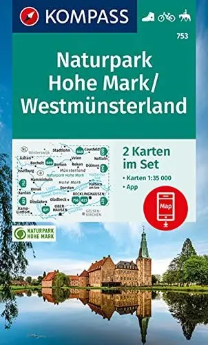 Produktbild: KOMPASS Wanderkarten-Set 753 Naturpark Hohe Mark / Westmünsterland (2 Karten) 1:35.000: inklusive Karte zur offline Verwendung in der KOMPASS-App. Fahrradfahren. Reiten.