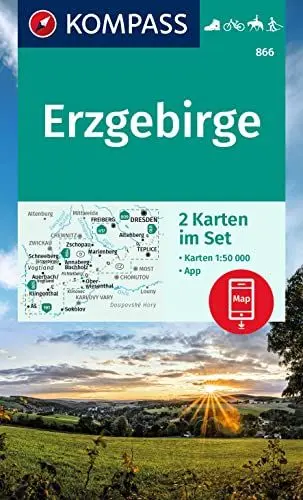 Produktbild: KOMPASS Wanderkarten-Set 866 Erzgebirge (2 Karten) 1:50.000: inklusive Karte in der KOMPASS-App offline nutzen, markierte Wanderwege, Fahrradfahren
