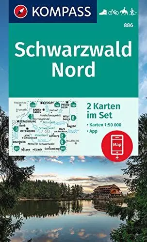 Produktbild: KOMPASS Wanderkarten-Set 886 Schwarzwald Nord (2 Karten) 1:50.000: inklusive Karte zur offline Verwendung in der KOMPASS-App. Fahrradfahren.