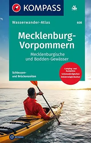 Produktbild: KOMPASS Wasserwanderatlas Mecklenburg-Vorpommern: Mecklenburgische und Bodden-Gewässer, reiß.- und wetterfest, mit Schleußenzeiten und Campinplätzen