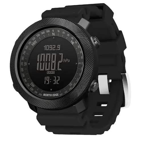 Produktbild: Kompass Höhenmesser Barometer Outdoor Militär Uhr Herren Digitaluhr Herrenuhr Digital Robuste Armbanduhr Tactical Watch Military Schrittzähler ohne app und Handy 5 ATM Wasserdicht Sport Junge