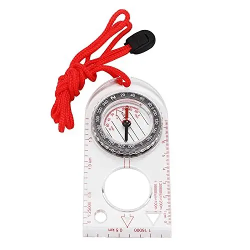 Produktbild: Navigationskompass, Tragbarer Orientierungskompass, Leichter Wasserdichter Wanderkompass mit Kordel zum Kartenlesen, Navigation, Orientierungslauf