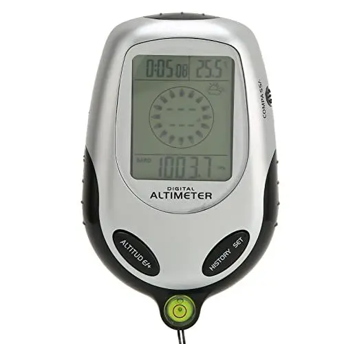 Produktbild: Kompass mit Höhenmesser, Luftdruckanzeige, Uhrzeit, Barometer, Digitale LCD-Thermometeruhren, Wettervorhersage, Wasserwaage, Ewiger Kalender, Outdoor-Essentials