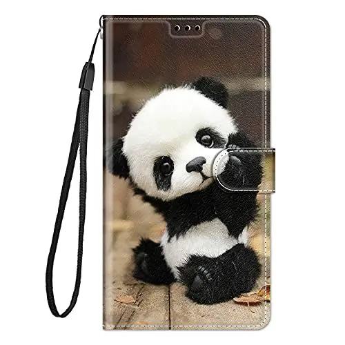 Produktbild: Kompatibel für Xiaomi Redmi Note 13 5G Hülle Silikon Leder Flip Case Cover Tasche Kartenfach Kickstand Motiv Klappbar Magnetisch Hüllen Stoßfest Handyhülle (Panda)