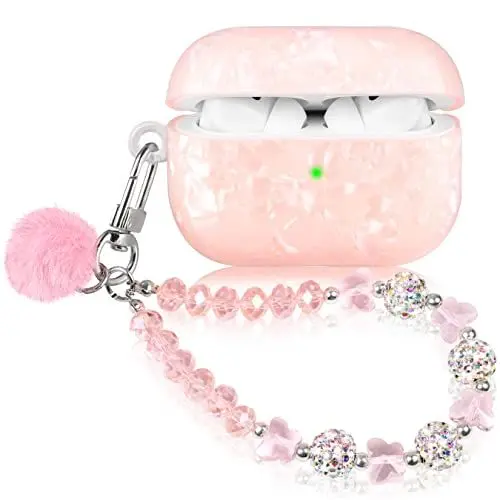 Produktbild: Kompatibel mit AirPods Pro 2 Hülle Case Harter Stoßfeste Schutzhülle für AirPods Pro 2. Generation 2022 Case Cover für Mädchen Frau Rosa Schmetterling