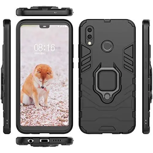 Produktbild: Kompatibel mit Huawei nova 4 Hüllen,Eingebauter Ring-Kickstand,Kompatibel mit Huawei nova 4 4G VCE-AL00 Magnetische 2-in-1-Telefonschale fürs Auto Black