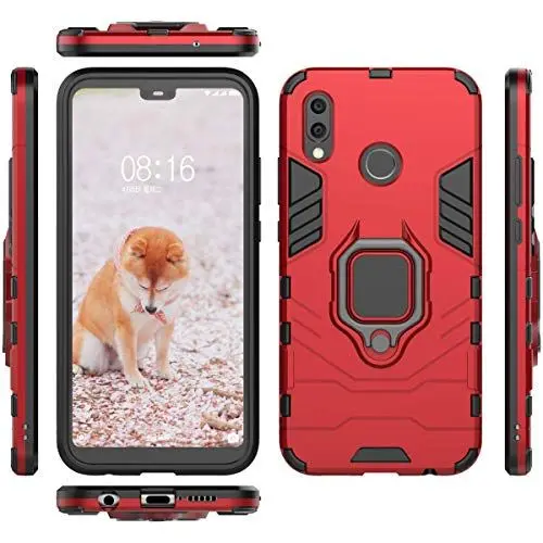 Produktbild: Kompatibel mit Huawei nova 4 Hüllen,Eingebauter Ring-Kickstand,Kompatibel mit Huawei nova 4 4G VCE-AL00 Magnetische 2-in-1-Telefonschale fürs Auto Red