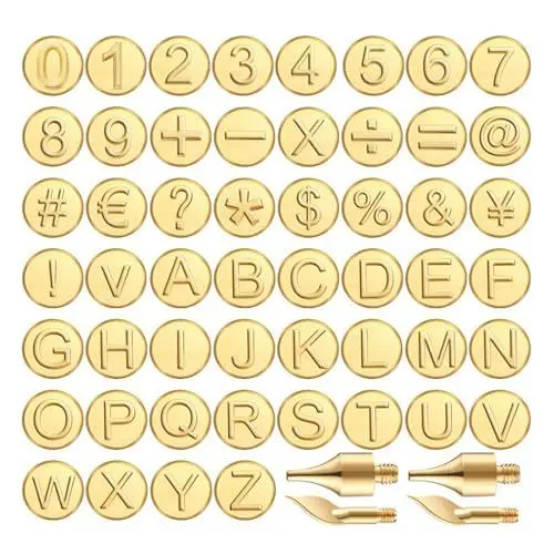 Produktbild: Komplettes Bastel Set: 56 Stück Leder Holz verbrennungs Set inklusive Tipps zur Alphabet-Nummer für DIY-Projekte