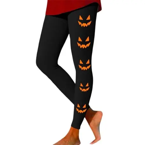 Produktbild: Kompressionsleggins Damen Halloween Kostüm Jeggings Stretch Push Up Leggings Po Leggins Strumpfhose Sportleggings Mädchen Lang Kurz Activewear Für Costume Yoga Hose Sport Arbeitshose High Waist,L