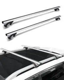 Produktbild: Komsepor Dachgepäckträger universal 55” 2-teilig Einstellbar Erhöhte Seitenschiene mit Spalt Aluminium für Fahrradträger, Dachboxen oder als Skihalter, für offene Dachrelinge, Tragkraft 90 kg