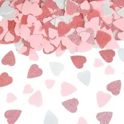 Produktbild: Konfetti Hochzeit Herzen Weiß Rosa, Herzen Tisch Streu Deko,Etwa 150 Stück Konfetti Silber,Weihnachten Valentinstag Dekoration, Junggesellinnenabschied Hochzeit(15g)