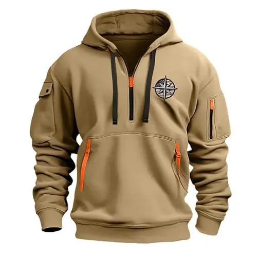 Produktbild: KONG JIMFAN Black Friday Angebote 2024 Pullover Herren Sweatshirt Rollkragenpullover 2024 Winter Thermohemd Langarmshirts Sweaters Bequem Hoodie Lässig Oberteile Strickpullover Herren(#B Khaki,XXL)