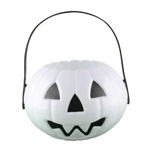 Produktbild: KONG JIMFAN Kürbis Eimer Für Halloween Hexenkessel Eimer Mit Griffen Eimer Für Die Party Halloween Süßigkeiten Eimer Süßes Oder Saures-Eimer Süßigkeiten-Behälter Halloween Deko(Weiß)