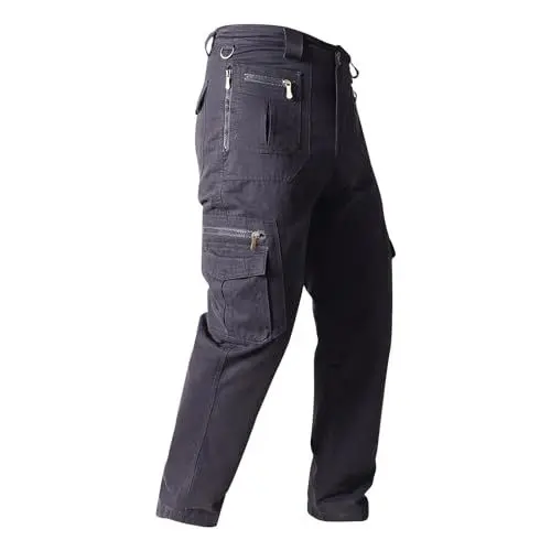 Produktbild: KONG JIMFAN Herren Cargohosen Taktische Hose mit Mehreren Reißverschluss Taschen Militär Outdoorhose 2024 Freizeithose Leichte Arbeitshosen Comfy Radlerhose Chino Hose Wanderhose Jagdhose(#B Grau,S)
