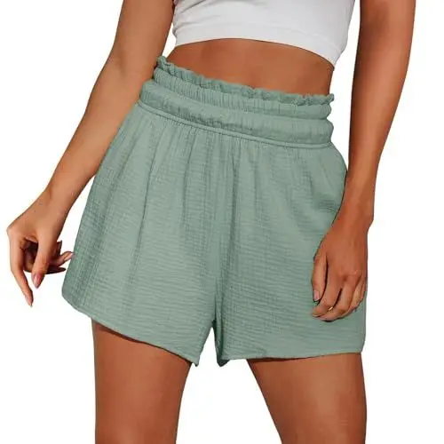 Produktbild: KONG JIMFAN Hosen Damen Leinenhose Damen Beige Hosen Damen Locker Lässig Weite Hose Damen Elegant Leinenhose Baggy Jogginghose Sommerhosen Damen Leicht Und Luftig(#2 Mint Green,M)