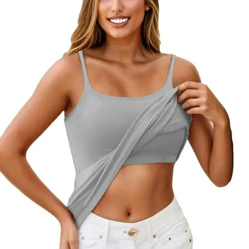 Produktbild: KONG JIMFAN Unterhemden Damen Unterhemden & BH-Hemden Für Damen Top Spaghettiträger Damen Sport BH Mit Polster Komfort BH Ohne Bügel BH Ohne Bügel Tank Top Damen T-Shirt Damen(Grau,S)