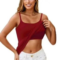 Produktbild: KONG JIMFAN Top Mit Integriertem BH Top Mit Integriertem BH Top Mit Spaghettiträgern Sport BH Gepolstert BH Hemdchen Ohne Bügel Mit Cups BH Ohne Bügel Damen Unterwäsche BH Damen Mit Bügel(Wein,6XL)