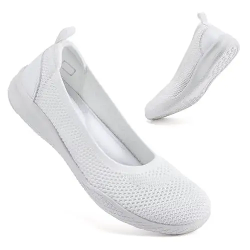 Produktbild: konhill Slipper & Mokassins für Damen, Sportschuhe, Leichte Slip On Sneakers Mesh Flache Schuhe Trainers Weiß EU 39.5