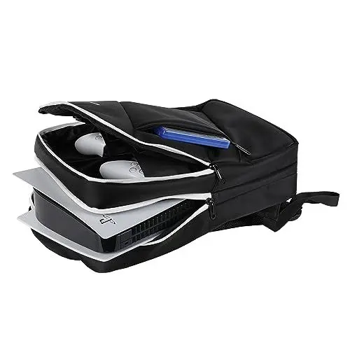 Produktbild: Konix Mythics Aufbewahrungs- und Transportrucksack Titan für PS5-Konsole und Zubehör - 16 Liter Volumen - 30 x 10 x 47 cm - Schwarz und Weiß