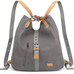 Produktbild: KONO Damen Rucksackhandtaschen Rucksack Canvas Handtasche 2 in 1 Anti Diebstahl Taschen Verstellbare Schultergurte für Alltag Büro Schule Ausflug Einkauf(Grau)