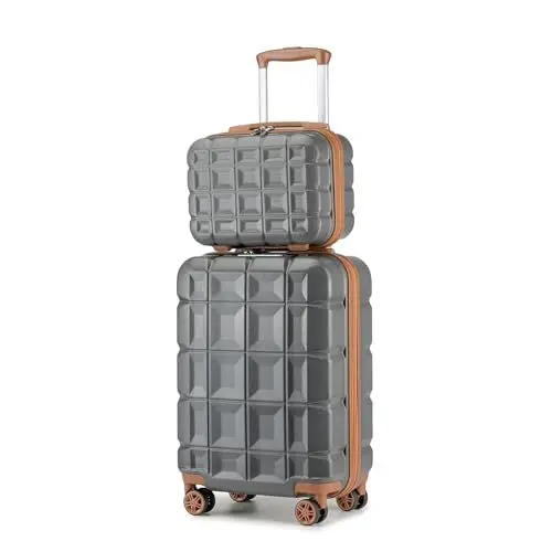 Produktbild: KONO Gepäck-Sets Kofferset 2 Teilig Handgepäck Koffer mit Beautycase (54cm+Kosmetikkoffer, Grau)