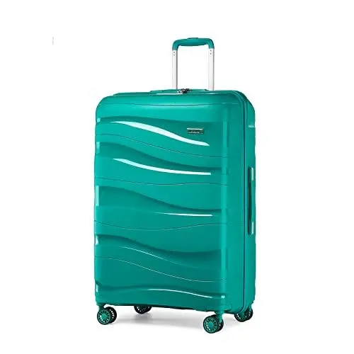 Produktbild: KONO Hartschalenkoffer Mittelgroß Koffer Leicht Hartschale Trolley Reisekoffer mit 4 Rollen und TSA Schloss, 65x46x26.5cm, 70Liter, Zwillingsrollen Polypropylen Rollkoffer (Grün, M)