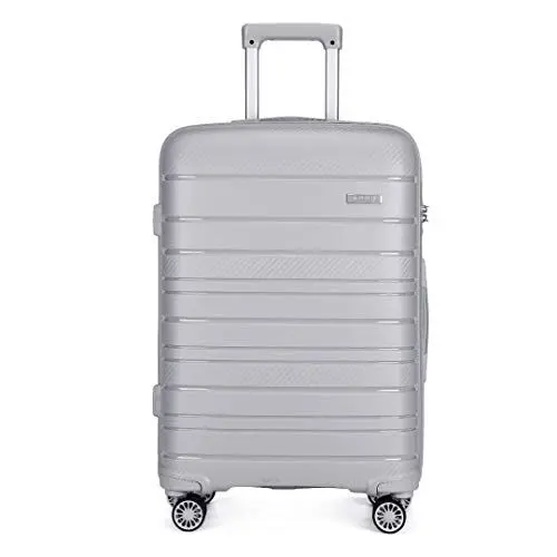 Produktbild: KONO Kabinentrolley Kleiner Koffer Handgepäck 55x40x20 Leicht Handgepäckkoffer Hartschale Rollkoffer Reisekoffer mit 4 Rollen und TSA Schloss, Polypropylen Suitcase (Grau, Koffer M)