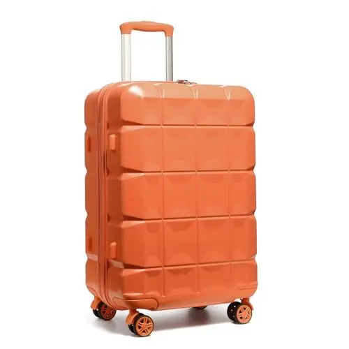 Produktbild: KONO Koffer Mittelgroß 4 Rollen Leicht Hartschalenkoffer Mittelgroß 62cm Zwillingsrollen ABS Koffer Trolleys Reisekoffer mit TSA Schloss, 62x43x26cm (Mittelgroß Koffer, Orange)