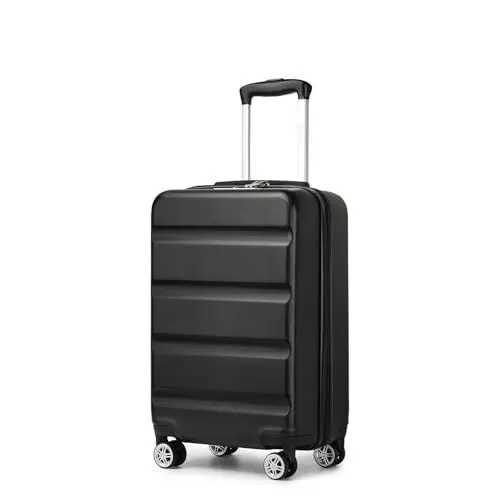 Produktbild: KONO Koffer Trolley Handgepäck Kabinenkoffer Leichte Hartschalengepäck mit TSA-Schloss und doppelte Spinnrollen für Reisen und Business 55x35x22cm, Schwarz