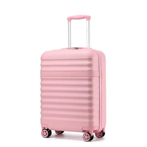 Produktbild: KONO Koffer Trolley Handgepäck Koffer Reisekoffer von ABS+PC Hartschalenkoffer mit 4 Rollen TSA Schloss (Rosa,M)