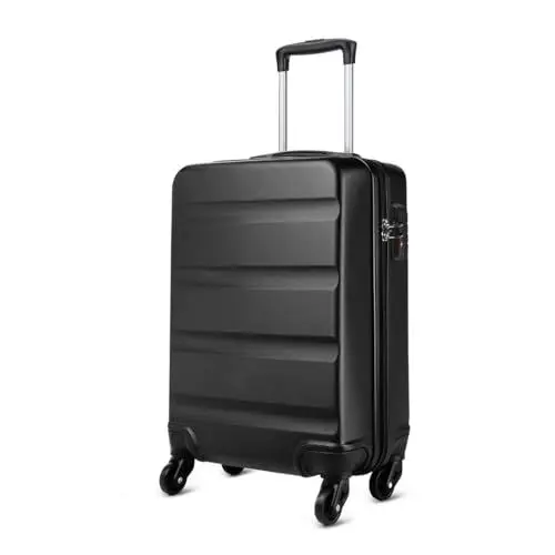 Produktbild: KONO Koffer Trolley Mittelgroß Leicht Hartschalenkoffer aus ABS Reisetasche mit 4 Rollen und TSA Schloss Koffer L 66x45x26cm, 63 Liter, Schwarz