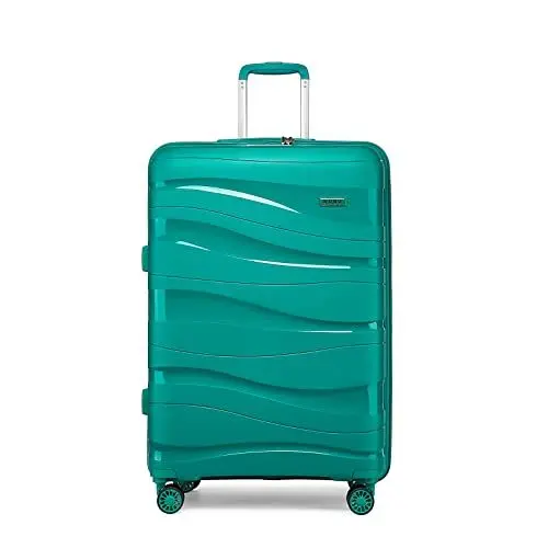 Produktbild: KONO Klein Handgepäck Trolley Koffer 56cm Leicht Hartschalenkoffer Reisekoffer mit 4 Rollen und TSA Schloss, 56x39x20.5cm, 39Liter, Zwillingsrollen Polypropylen Rollkoffer (Grün, S)