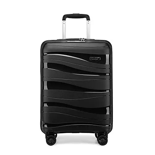 Produktbild: KONO Klein Koffer Trolleys Handgepäck 56cm Leicht Hartschalenkoffer Reisekoffer mit 4 Rollen und TSA Schloss, 56x39x20.5cm, 39Liter, Zwillingsrollen Polypropylen Rollkoffer (Schwarz, S)
