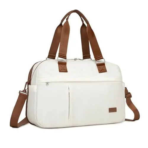 Produktbild: KONO Reisetasche Damen Herren,Sporttasche Expandierbare Weekender Wasserabweisend ​Trocken-Nass-Trennungsbeutel Travel Bag für Reisen, Gym, Arbeit, Strand,Freizeit (Weiß)