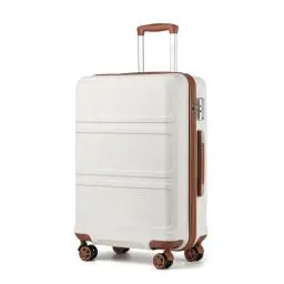 Produktbild: KONO Trolley Koffer Mittelgroß 4 Rollen Leicht Hartschalenkoffer Reisekoffer mit TSA Schloss, 65x41x26cm, 61Liter, Zwillingsrollen Rollkoffer, ABS Hartschale (Cremeweiß, L)