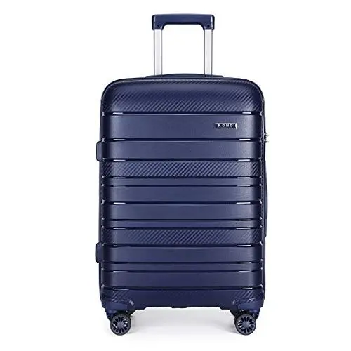 Produktbild: KONO Zwillingsrollen Reisekoffer TSA-Schloß 76cm Trolley Koffer Polypropylen Hartschale Rollkoffer mit YKK Reißverschluss (Dunkelblau, XL/100L)