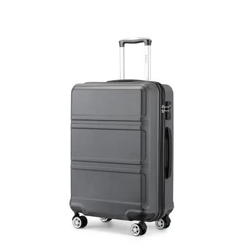 Produktbild: KONO Koffer Trolley Hartschale Handgepäck Zwillingsrollen Leichtgewicht ABS Kabinentrolley Reisekoffer Zahlenschloss 55cm (grau)