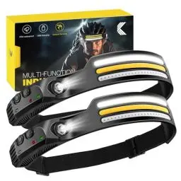 Produktbild: konqkin-2 Stück-Stirnlampe-LED-Wiederaufladbar-Kopflampe-Stirnlampen-Lauflicht-Helmlampe-Headlamp-Headlight-IPX4 Wasserdichte-Sensor & Rotlicht Für-Camping-Angeln-Laufen,1