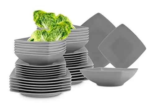 Produktbild: Konsimo. Geschirrset 12 Personen - EPIRI Teller Set Modern 36 Teilig - Tafelservice & Geschirrsets - Kombiservice 12 Personen - Steingut Service für Familie - Geschirr Grau