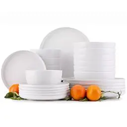 Produktbild: Konsimo. Geschirrset 6 Personen - VICTO Teller Set Modern 24 Teilig - Tafelservice & Geschirrsets - Kombiservice 6 Personen - Steingut Service für Familie - Geschirr Weiß - Plates - Essgeschirr
