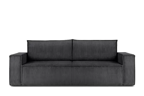 Produktbild: Konsimo Napi Sofa - Schlafsofa - Sofa mit Schlaffunktion - Schlafsofa mit Bettkasten - Couch - Couch mit Schlaffunktion - Sofabett mit abnehmbaren Kissen - Bettsofa - 244 cm - Dunkelgrau
